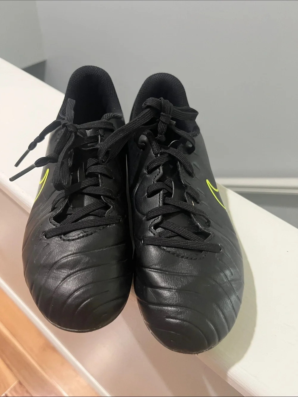 Nike Tiempo Legend Club 3Y 3 Black Soccer Cleats with Neon Yellow Swoosh